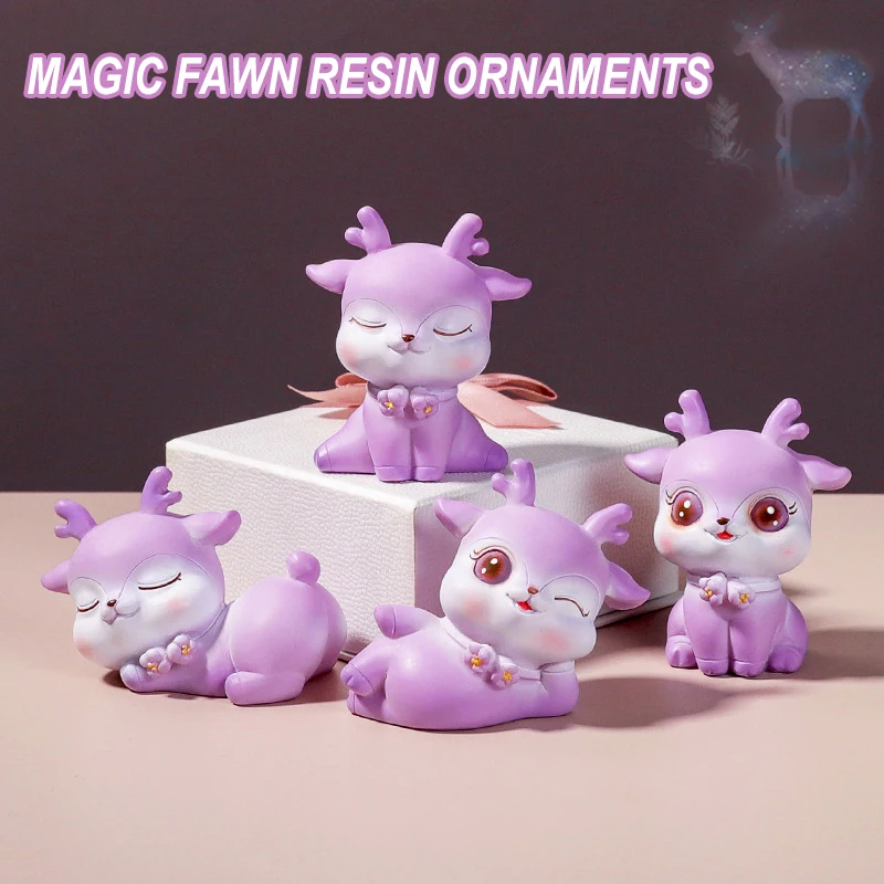 Статуя животного симпатичный орнамент оленя из смолы в различных положении