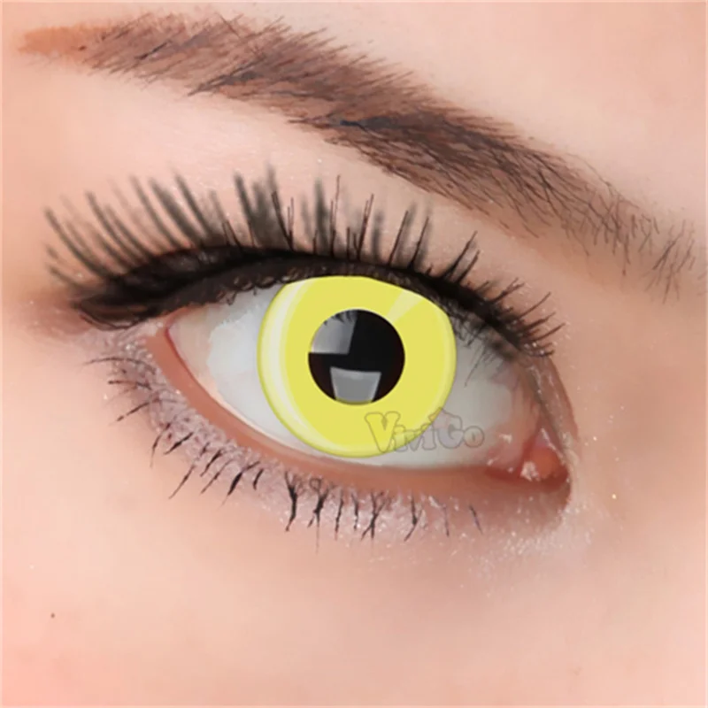 

2pieces/pair Yellow Zombie Cosplay Contact Lenses for Halloween Eyes Custome Colored Anime Eyes CL005 линзы для глаз цветные