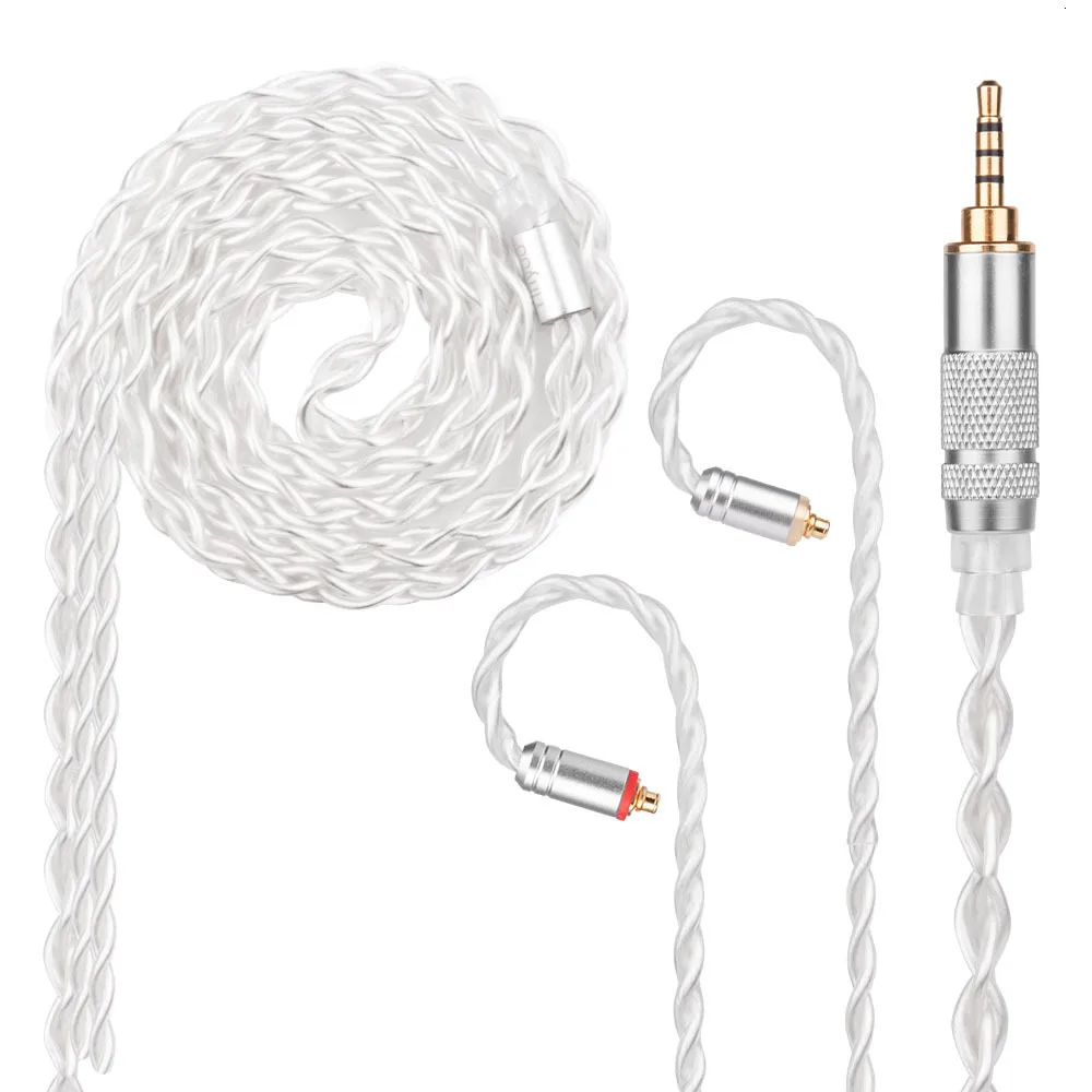 HOT! Yinyoo 7N Pure Silver Cable 2.5/3.5/4.4mm Balanced Cable With MMCX/2pin Connector For LZ AS10 ZS10 C10 C16 C12 V80 V90