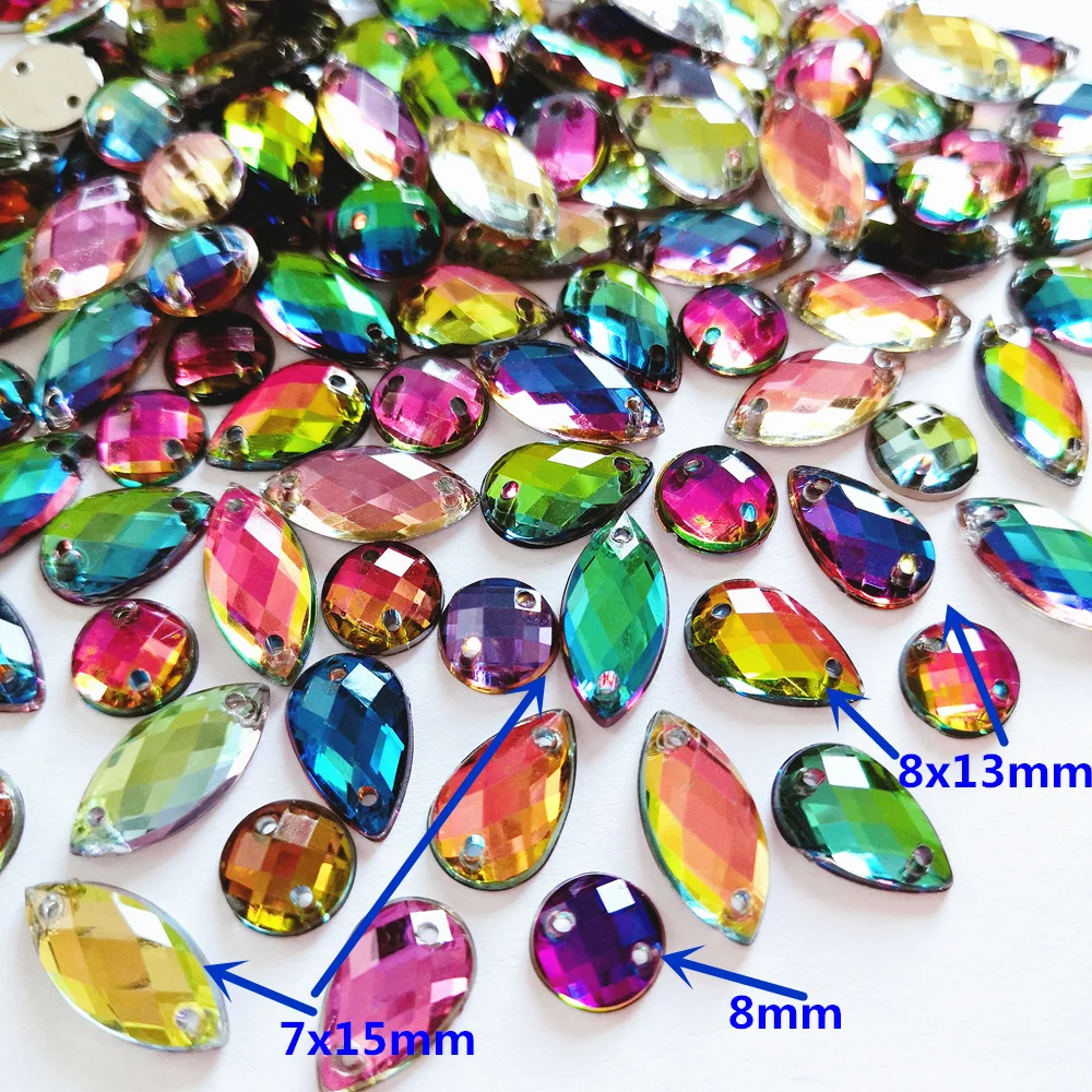 120PS Радуга Цвет круглые серьги капли Наветт микс Форма одежда декоративные камни