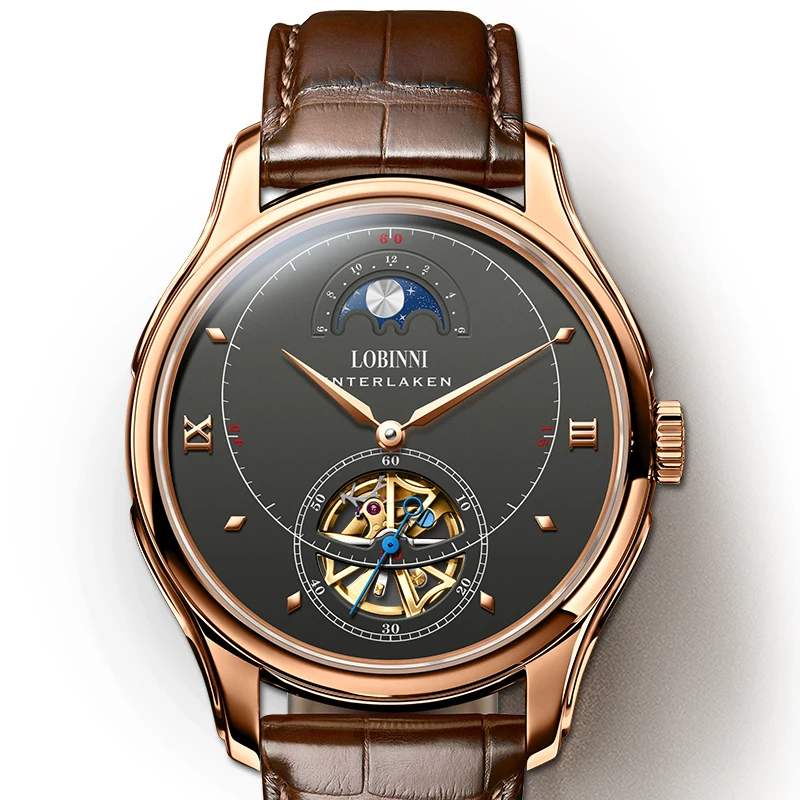 Мужские автоматические механические часы LOBINNI роскошные мужские