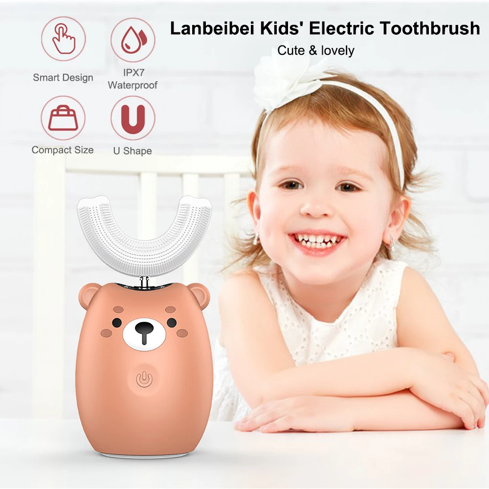 1Pcs Cute Kids' Electric Toothbrush Rechargeable Sonic U Shape Brush Head Silicone Automatic Children Teeth | Бытовая техника