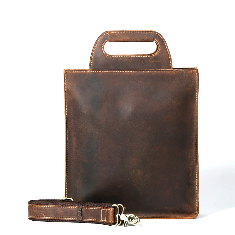 Genuine Leather Men's Messenger Bag Shoulder Crossbody Bag For 12 inch laptop Men Cow Leather Briefcase Vintage Handbag Tote