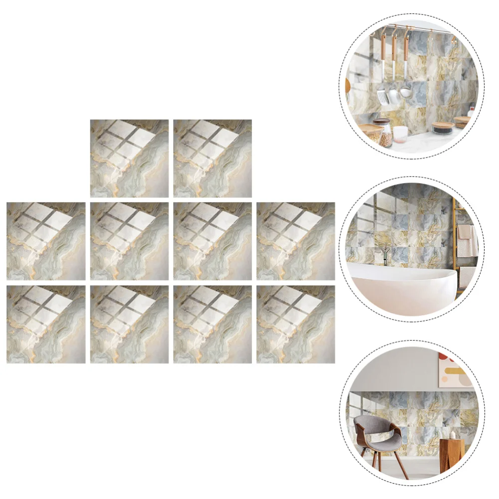 

10Pcs Self-Adhesive Crystal Film Tile Stickers DIY Waterproof Wallpapers (TS243)