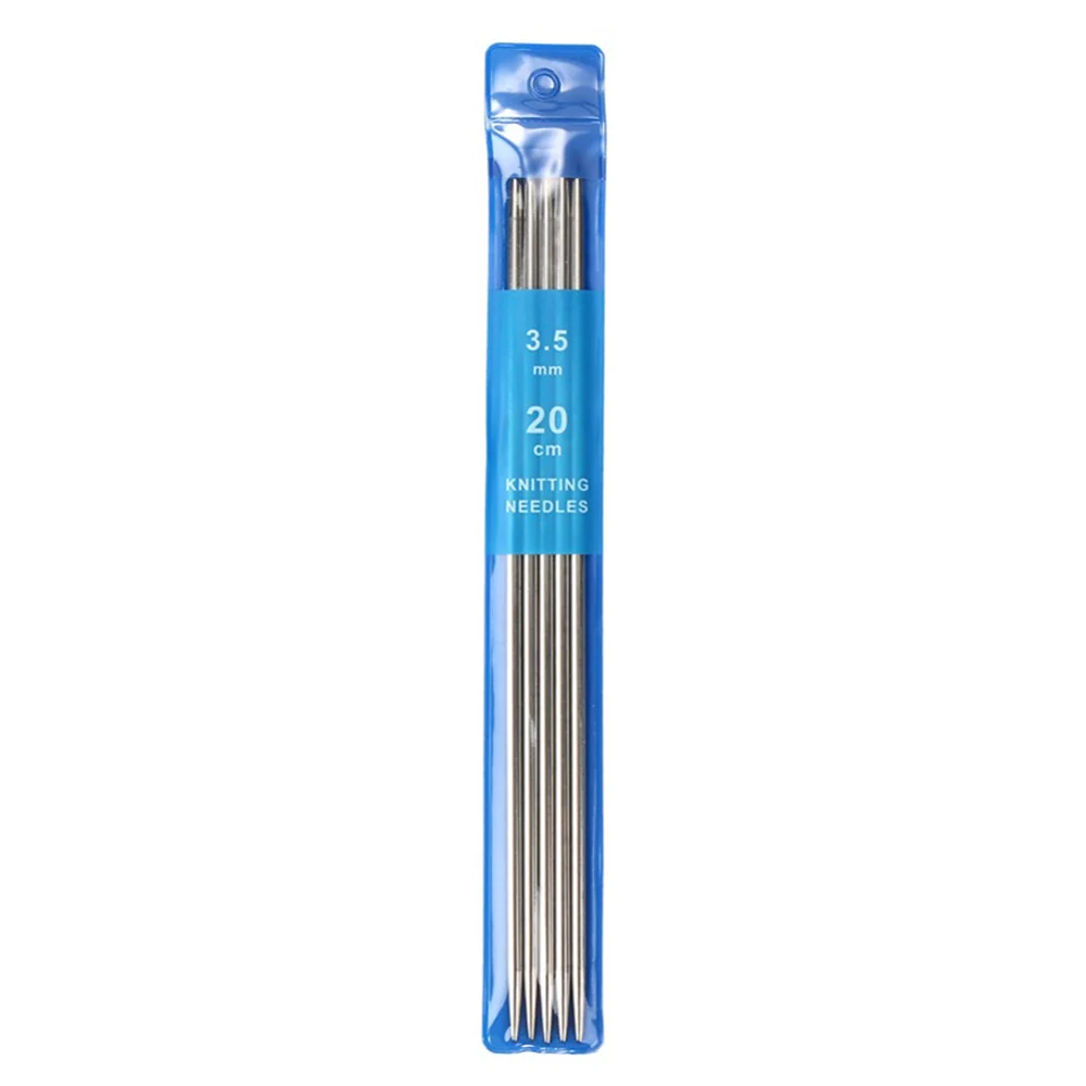 3.5mm 5 шт./компл. Нержавеющая сталь Вязание иглы 20 см с двойным вязальные крючки свитер игла для шарфов DIY Вязание инструменты - Цвет: 3.5mm