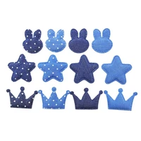 60pcs denim star rabbit crown shape padded appliques for children handmade headwear accessories diy baby hairpin