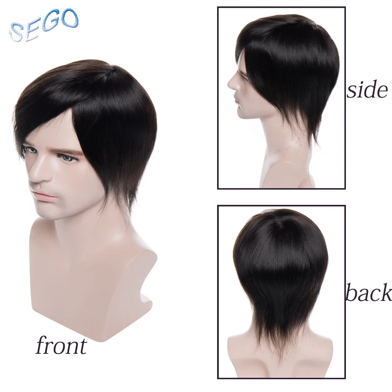 SEGO, прямые, 0,08 мм, ПУ кожа, тонкая кожа, для мужчин, Toupees, прочные, шиньоны, индийские волосы, не Реми, настоящие человеческие волосы, мужской парик, заменяет мужчин ts