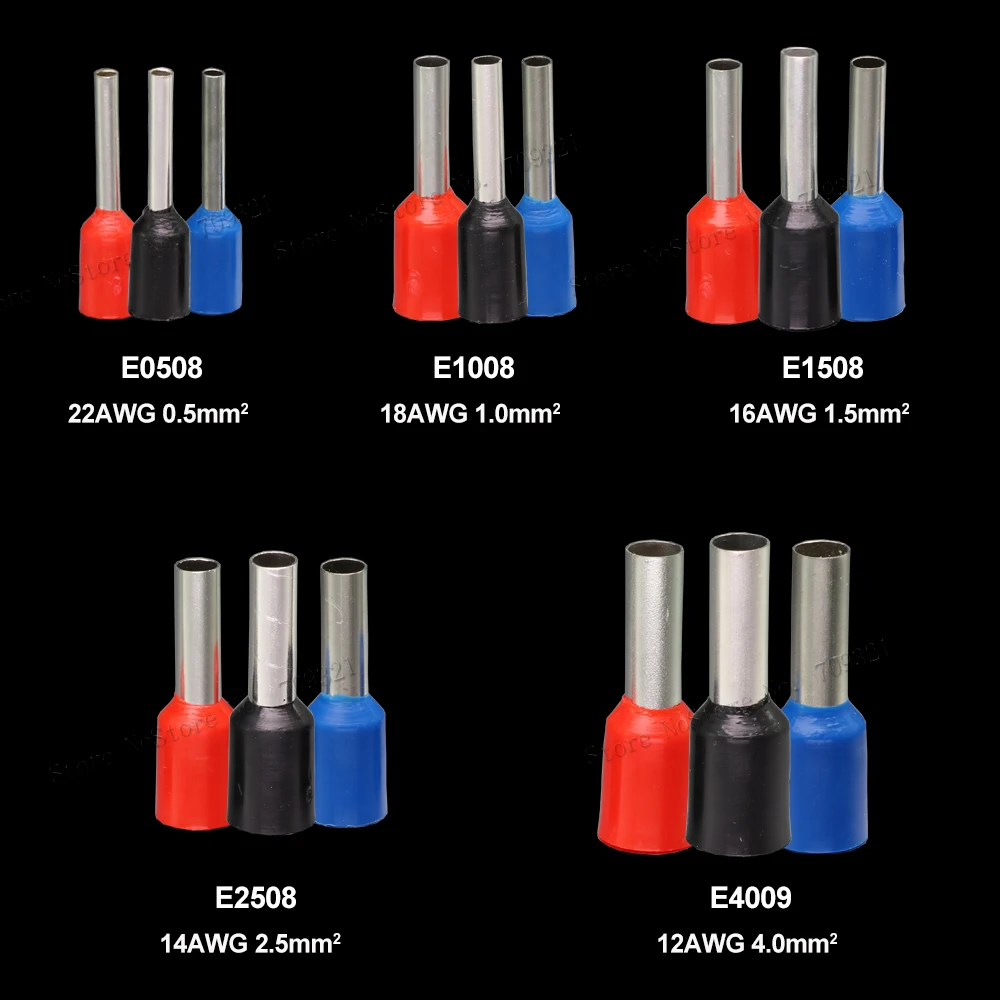 1065pcs AWG12-22 0.5-4mm2 Tube Terminal Crimp Kit Cord Pin End Insulated Wire Terminals VE Connector Mixed Electrical