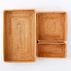 Корзина для хранения из ротанга ручной работы, лоток для хранения, плетеные корзины для хлеба, фруктов, еды, завтрака, витрина, коробка ручной работы, украшение для дома