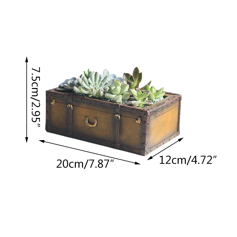 

Desktop Flower Arrangement Vintage Small Suitcase Succulent Plant Resin Flower Pot Home Decoration Accessories Dried Flowers