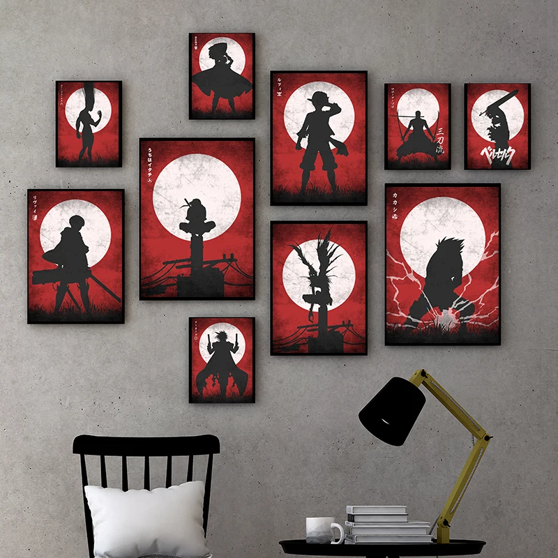 

Японский Классический Аниме Драконий жемчуг Наруто цельный Холст Картина Красная фотография искусственная роспись для детской комнаты до...