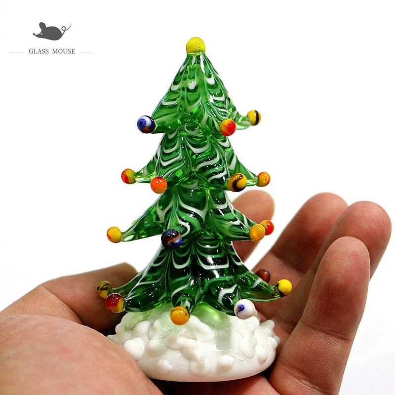 

Murano Glass Crafts Christmas Tree Figurines Ornaments Home Table Decor Collection Simulation Plant Small Sculpture Xmas Gifts