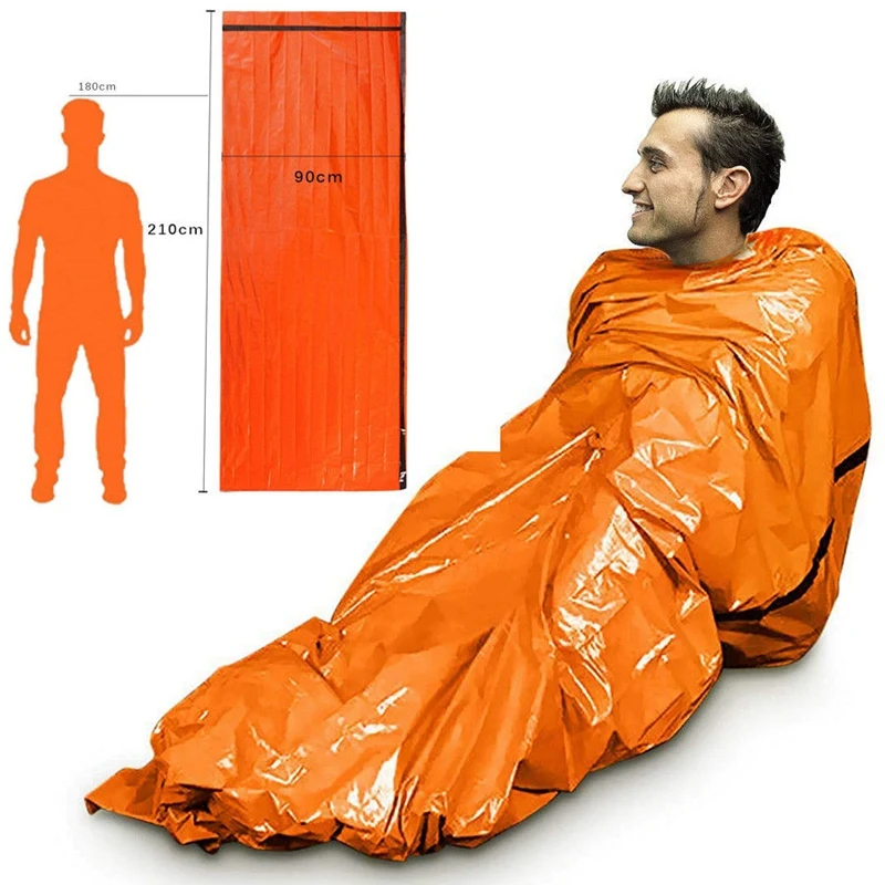 2-Pack Emergency Sleeping Bag Thermal Waterproof Survival Blanket for Outdoor Camping Hiking | Спорт и развлечения