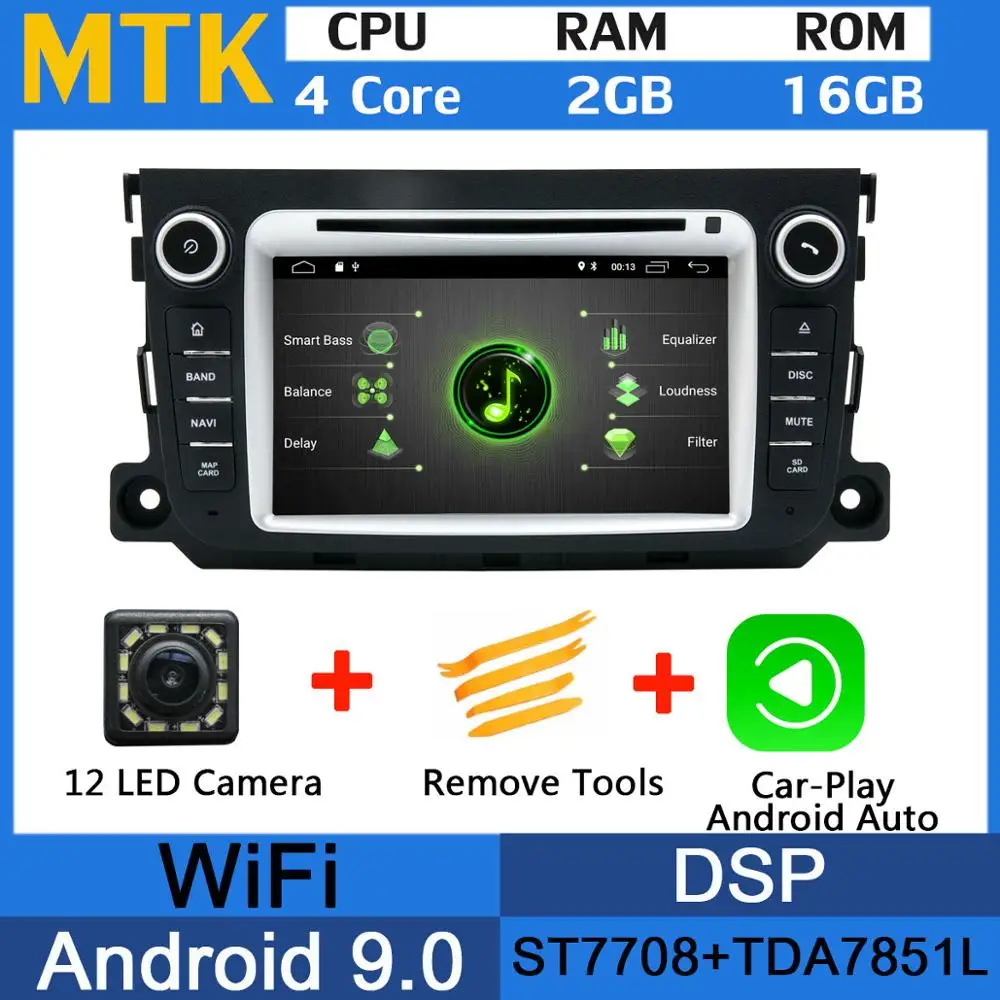 MTK-Carplay 5 USB порт PX6/Восьмиядерный 4 Гб ОЗУ Android 9,0 автомобильный dvd-плеер для Mercedes Benz Smart Fortwo 2011 2012 2013 Автомобильный gps Радио DSP - Цвет: MTK-Carplay