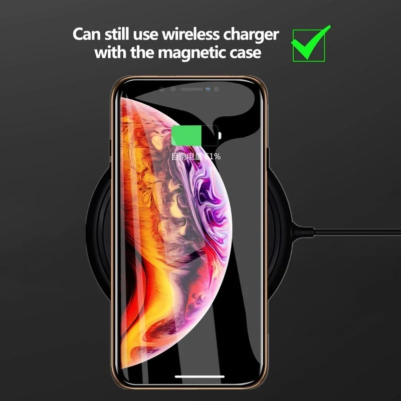 Магнитный металлический чехол для iPhone 11 Pro Max двусторонняя защитная пленка из
