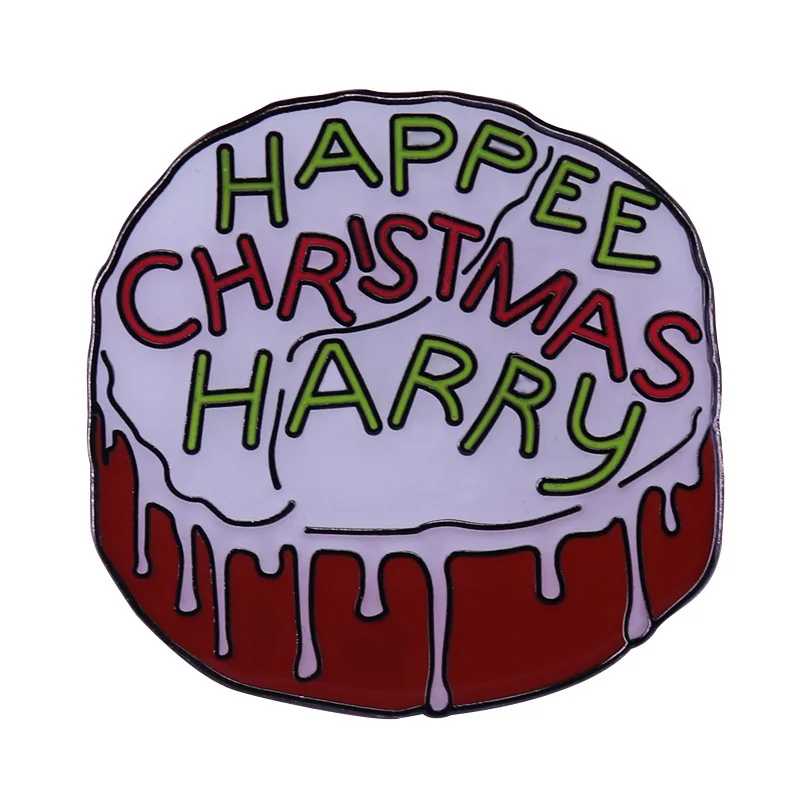

Happy Christmas Cake Brooches Santa Claus Hat Snowflake Penguin Gingerbread Man Pins Badges Brooch New Year Gifts