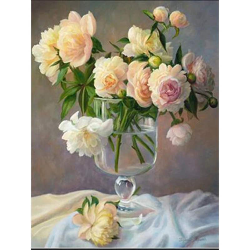 Цветок картина маслом Краски ing по номерам DIY акрилового холста Wall art для