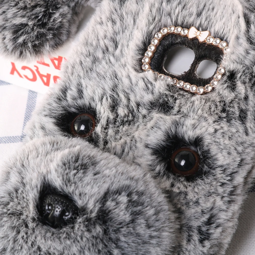 Мягкий плюшевый чехол для телефона с рисунком собаки милый Модный зимний теплый