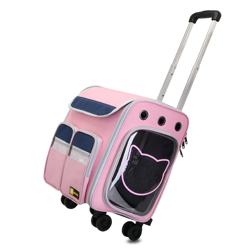 Pet Wheel Carrier Dog Cat Travel Transport Bag Rolling Luggage Backpack Travel Tote Trolley Bags for Dogs Stroller Drop Ship