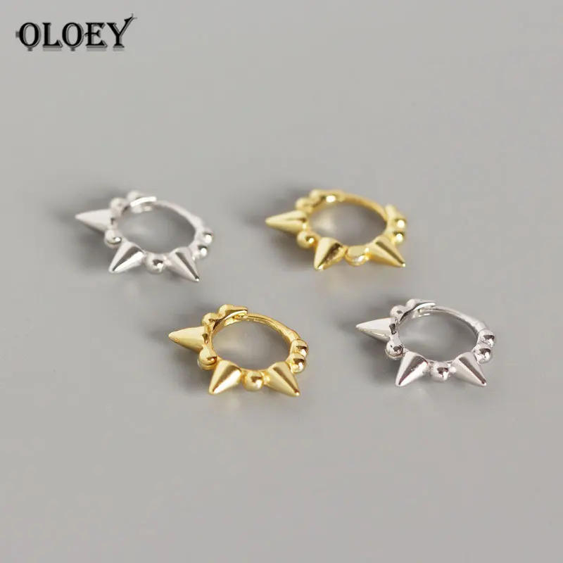 OLOEY, натуральная 925 пробы, серебряные серьги-кольца, новинка, маленькие серьги с бусинами и заклепками для женщин, хорошее ювелирное изделие, подарки YME527