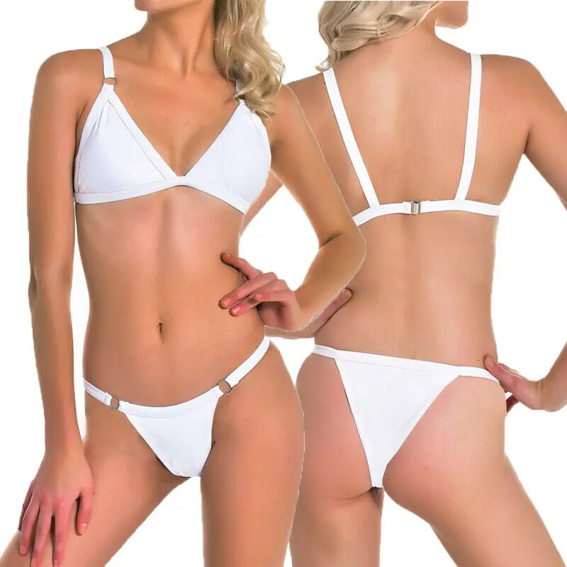 

2019 New Women Bandage Bikini Set Sexy Bra Push Up Tops Brazilian Solid Thongs Bottom Swimwear Women Swimsuit