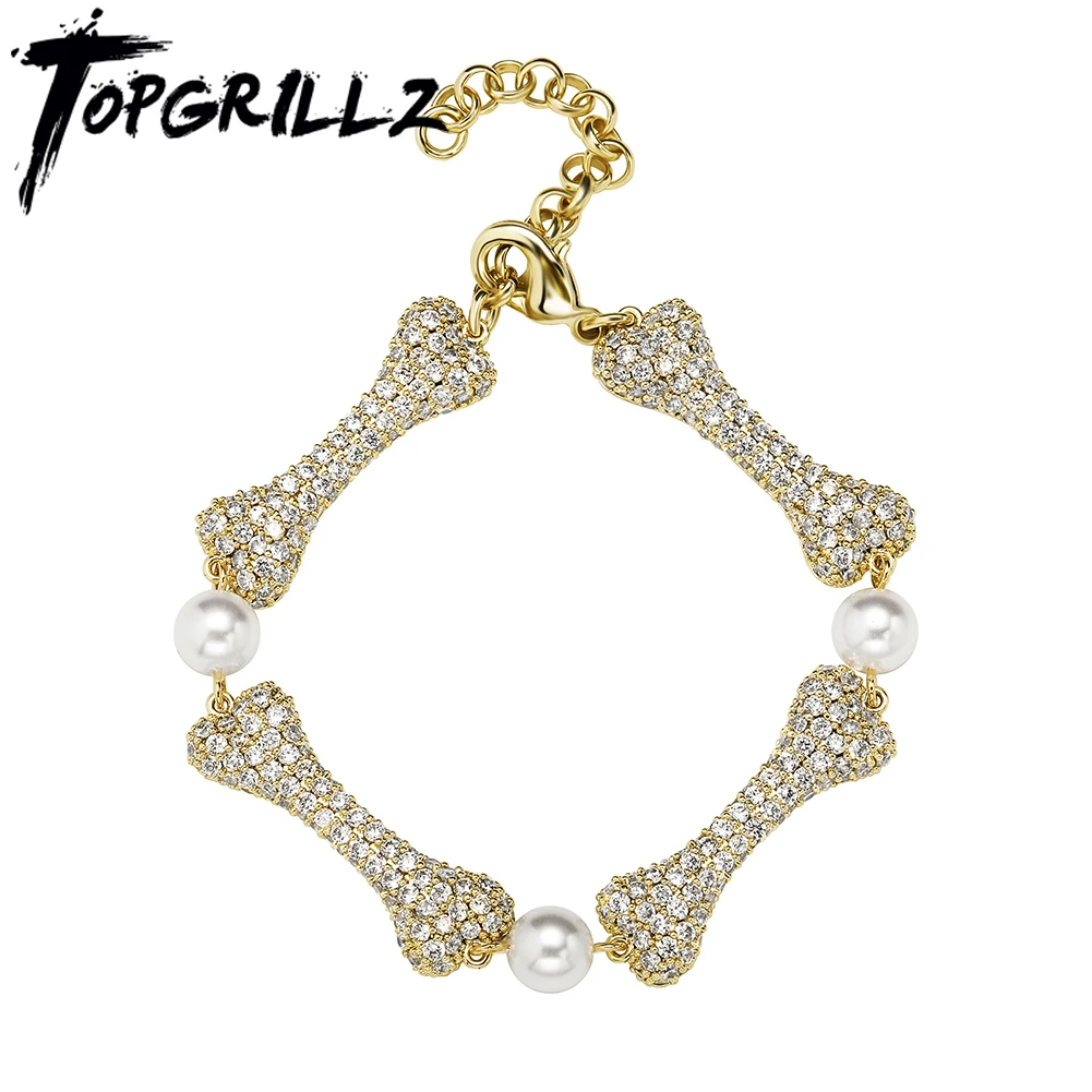 

TOPGRILLZ Girls Bracelet New Bone Pearl Chain With 2 inch Tail Chain Fashion Charm Jewelry Accessories For Gift Birthday