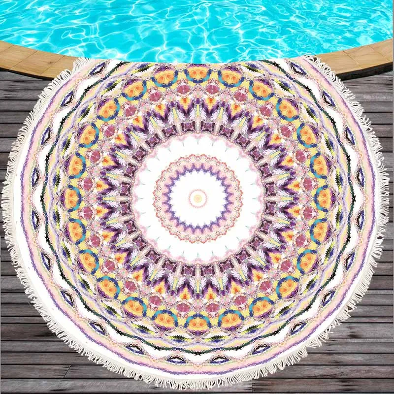2018 летние 150 см большие размеры круглые пляжные полотенца с геометрическим
