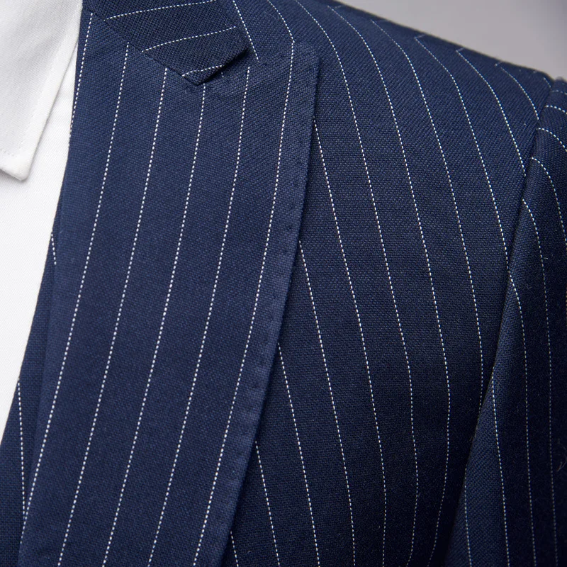 

Men's Striped Business Suit Casual High Quality Single Button Wedding Male 3 Piece Suits Sets Blazers (Jacket+Vest+Pants)