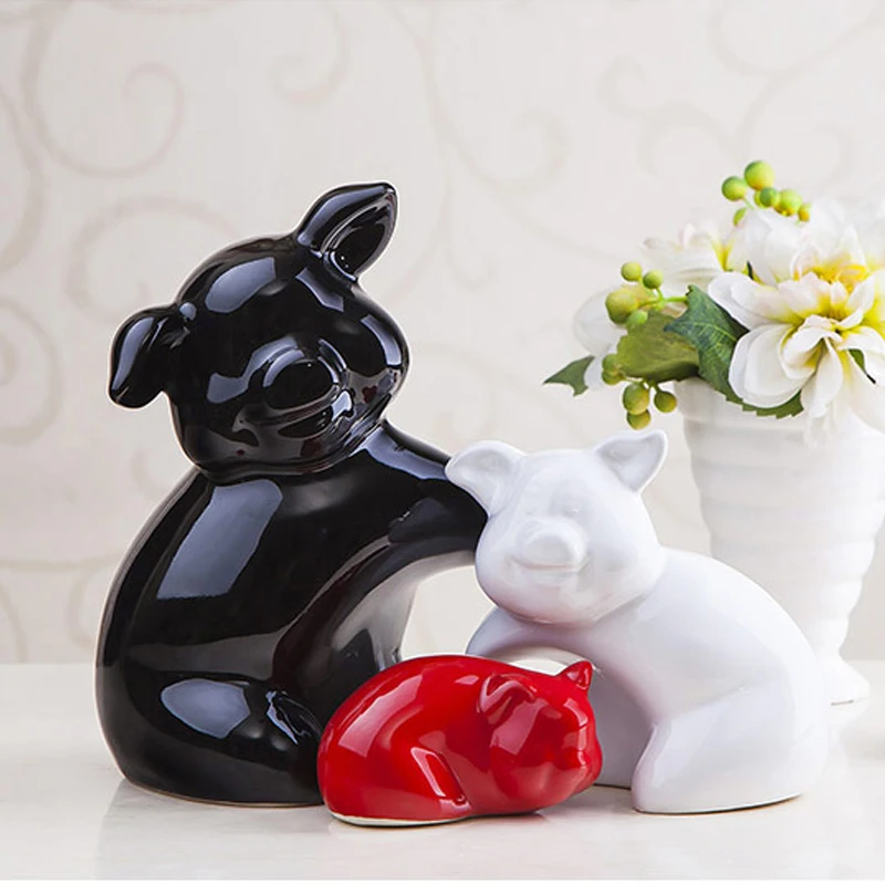

CERAMIC PIG ORNAMENTS CREATIVE WEDDING GIFT LIVING ROOM WINE CABINET DECOR CRAFTS HOME DECORATION FURNISHINGS AUSPICIOUS 3 PIGS