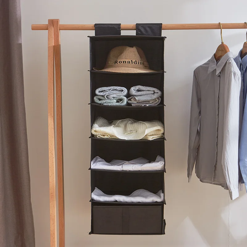 

Oxford Cloth 6 Layers Portable Storage Hanging Bag Collapsible Wardrobe Clothes Scarf Hat Organizer Hanging Bag 30*30*110cm