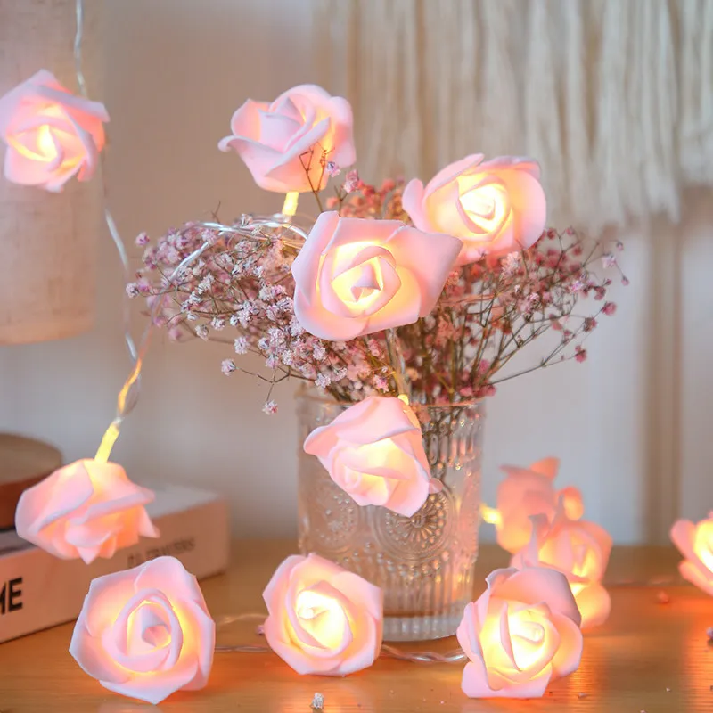 

Artificial rose vine string lamp battery powered wreath plant lamp Valentine's Day Wedding decoration craft art decoration