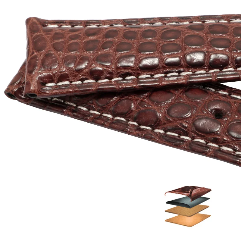 Ремешок двусторонний из крокодиловой кожи для наручных часов качественный