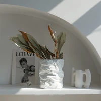 vase wrinkled paper bag vase low temperature ceramic flower pot for ornaments home garden tabletop white vases %d0%b2%d0%b0%d0%b7%d0%b0 jarrones
