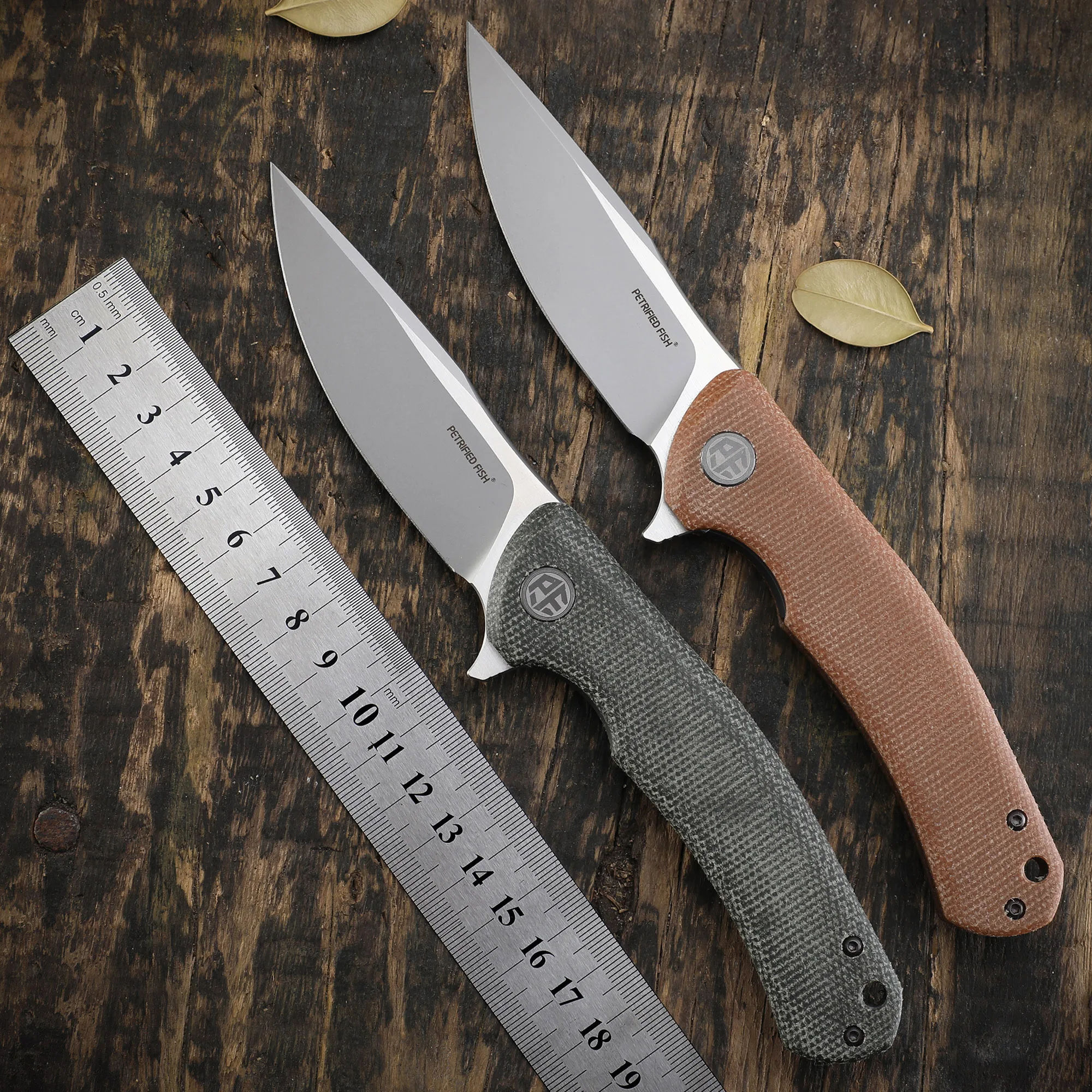 

New Petrified fish 949 K110 Steel Stonewashed blade Folding Knife Wooden handle Ceramic Ball bearings Hunting Knives EDC tool