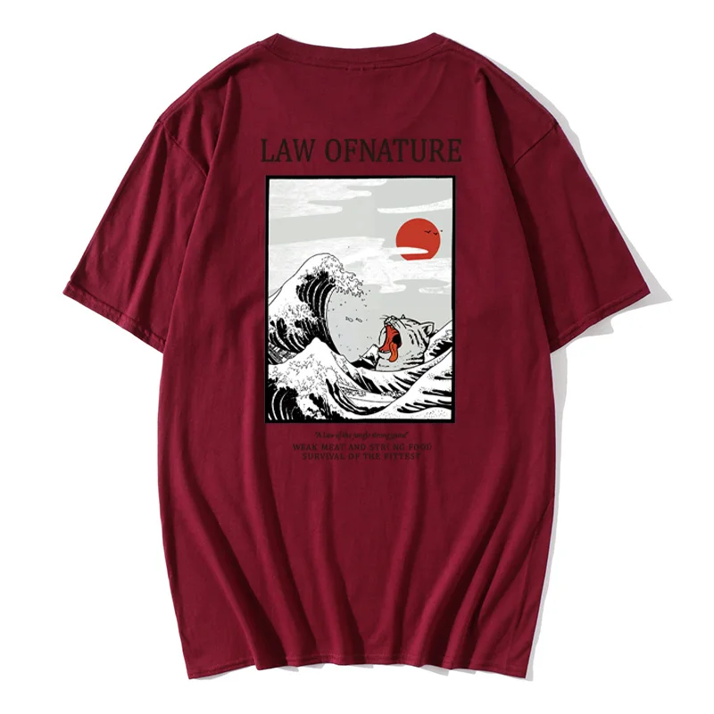 Уличная одежда с японским принтом укиё кота и волн 2020 летние мужские