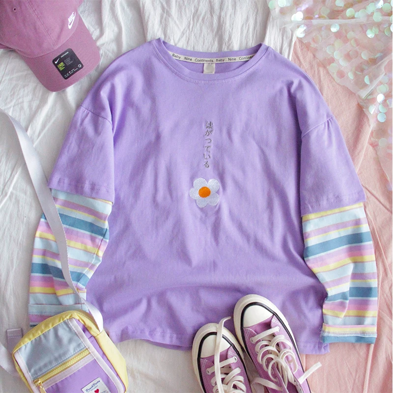 Новинка Лета 2020 женская футболка с длинными рукавами вышитыми цветами и