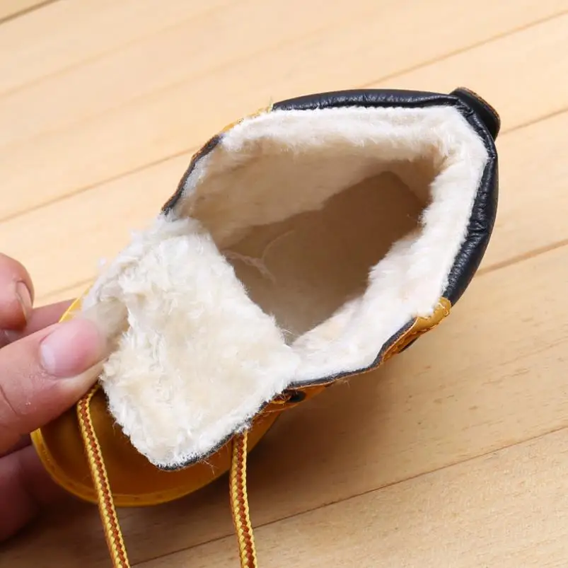 Зимние детские ботинки для девочек обувь теплые плюшевые с мягкой подошвой