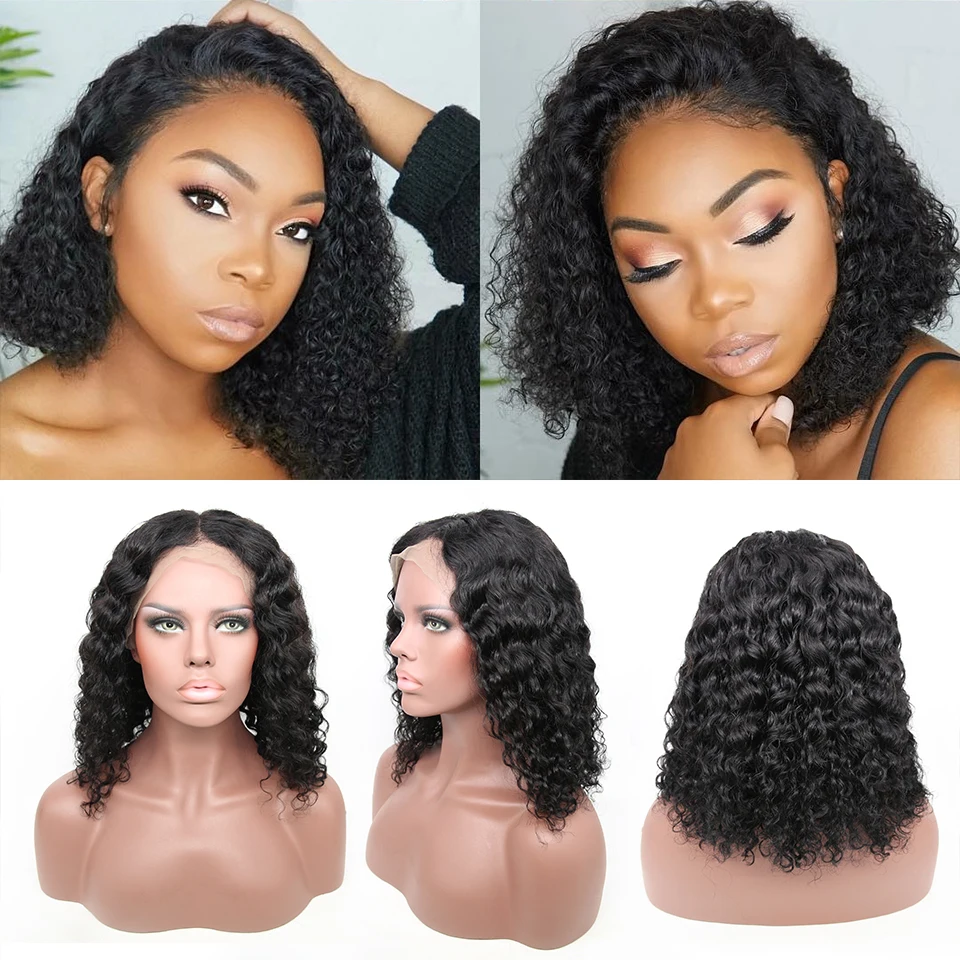 Короткий Боб кружевные передние человеческие волосы парики Европейский Джерри