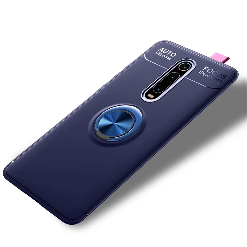 Синий Чехол для Xiaomi Mi 9T mi9t, чехол Redmi K20 Pro, задняя крышка, мягкий силиконовый чехол, Автомобильный кронштейн, ударопрочный, вращающееся кольцо, подставка, корпус для телефона - Цвет: Синий