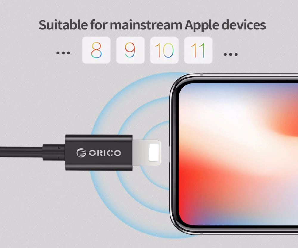 ORICO USB кабель для Iphone 8 7 6s plus X Ipad зарядный кабель USB с подсветкой синхронизировать мобильный телефон зарядное устройство Шнур адаптер данных 1 м