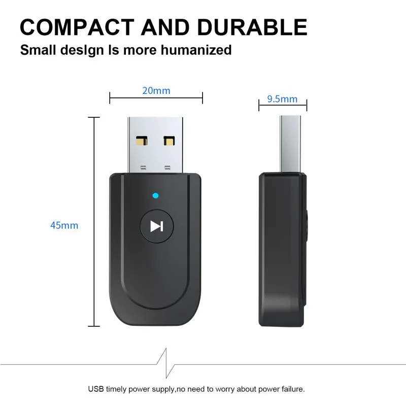 SY318 3 In 1 Mini Wireless BT 5.0 Adapter With LED Indicator 3.5mm USB Stereo Music Audio Receiver Transmitter For for TV Car PC |