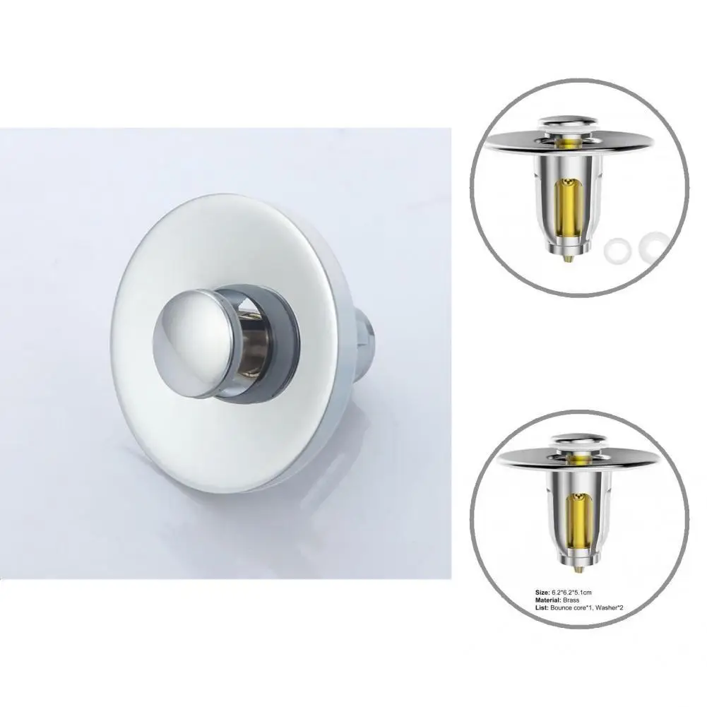 

Bounce Drain Filter Simple Installation Black/Silver Color Household Sink Bounce Core Pop-up Drain Filter Bounce Core