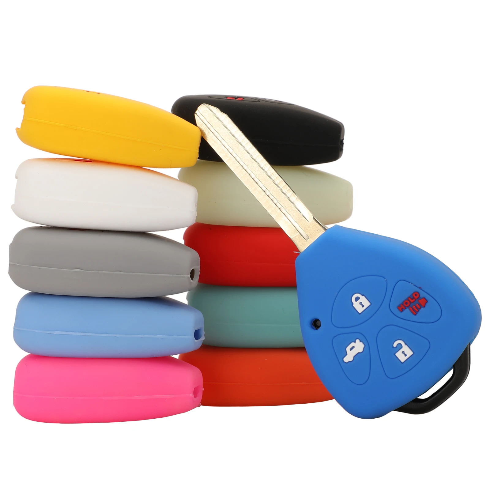 

kutery For Toyota Corolla Camry RAV4 Yaris Avalon 4-Runner Cololful Silicone 4BTN Smart Remote Car Key Case Key Fob Protector