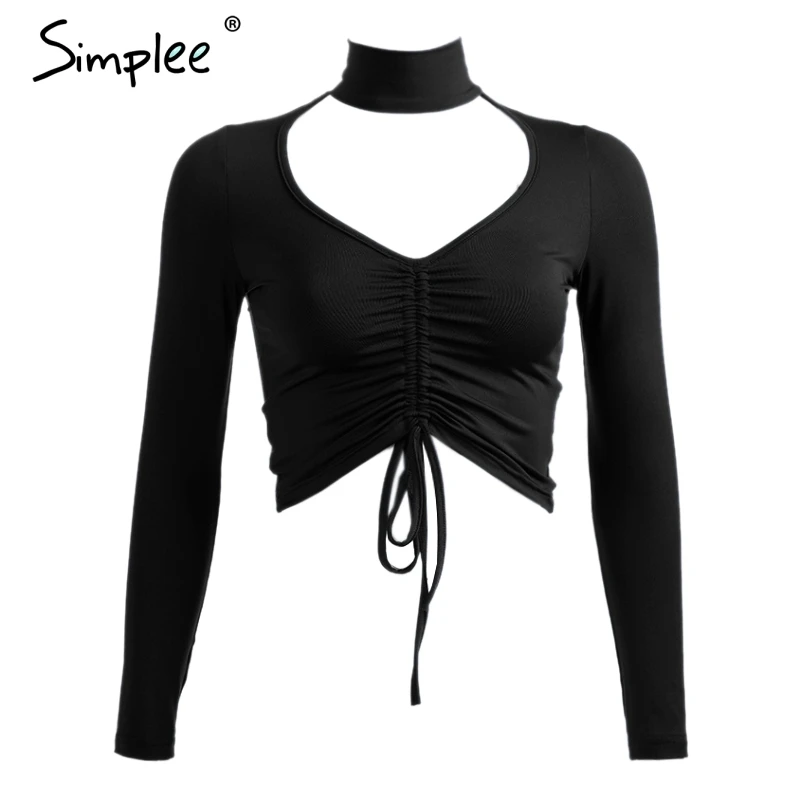 Женская рубашка Simplee с длинными рукавами привлекательный укороченный топ на