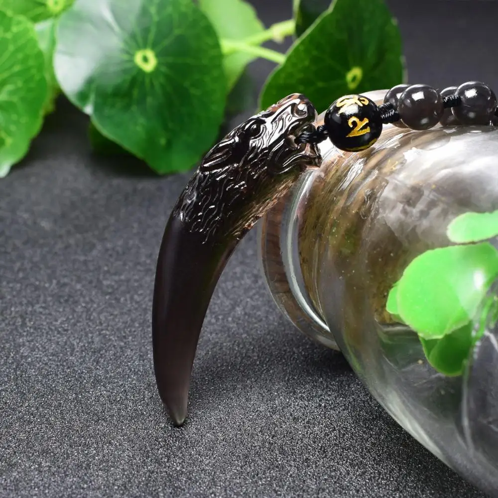 

Natural Stone Brown Obsidian Spike Pendant Necklace Amulet Lucky Pendant Necklace Lucky Bead Chain Fashion Jewelry