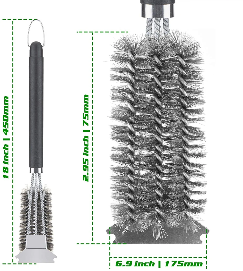 Щетка и скребок для чистки барбекю 18-дюймовый из нержавеющей стали гриля гаджет