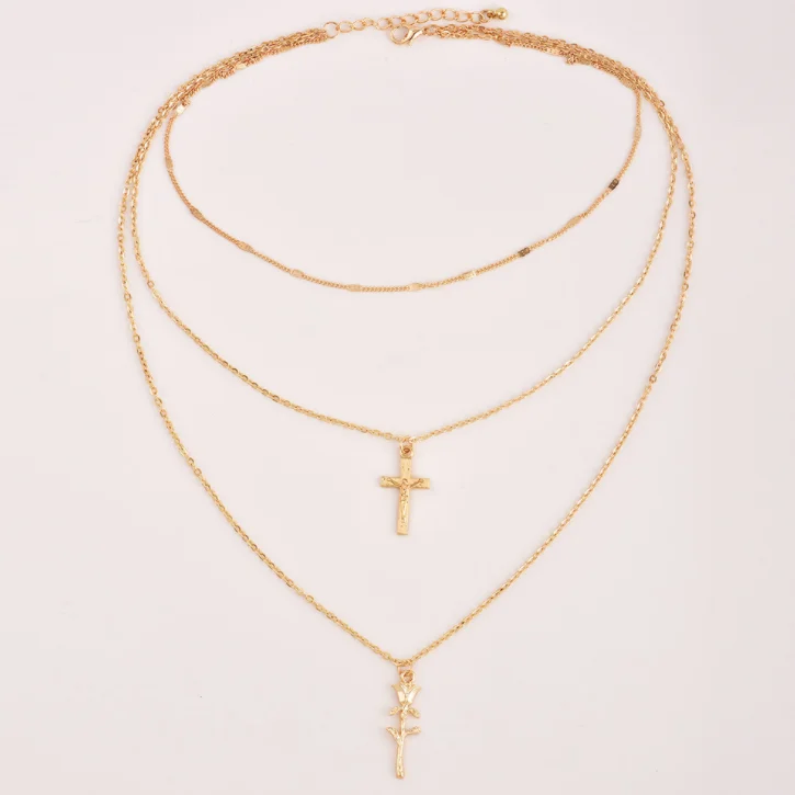 

Trendy Multilayer Gold Color Rose Flower Pendant Necklace