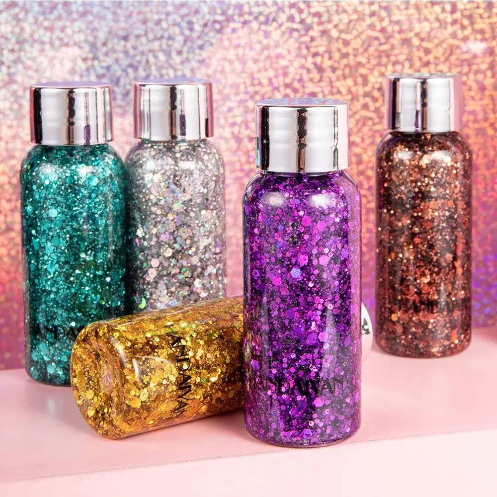 

1 Bottle Eyeshadow Sequins Hair Shimmer Gel Flash Manicure Shiny Sequin Holiday Party Daily Face Body Decor Eye Sparkly Glitter
