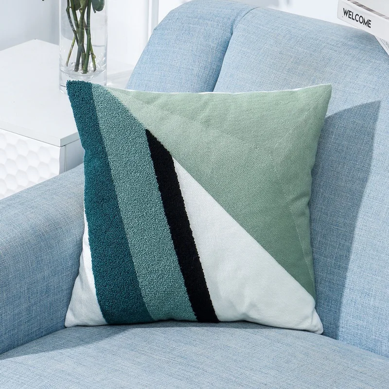 Подушка для дивана с геометрическим рисунком океана вышитая подушка Синий