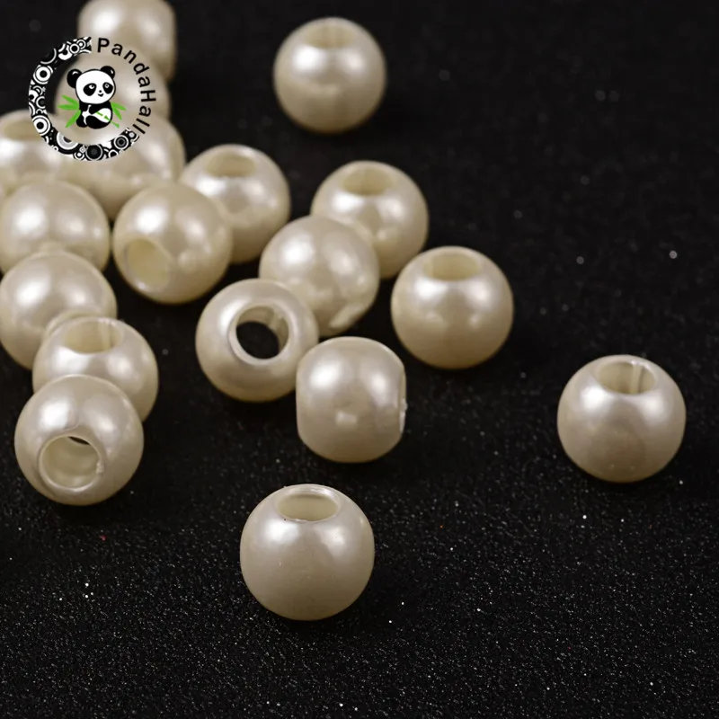 Бусины pandahall из АБС-пластика с имитацией под жемчуг Европейские бусины Рондель